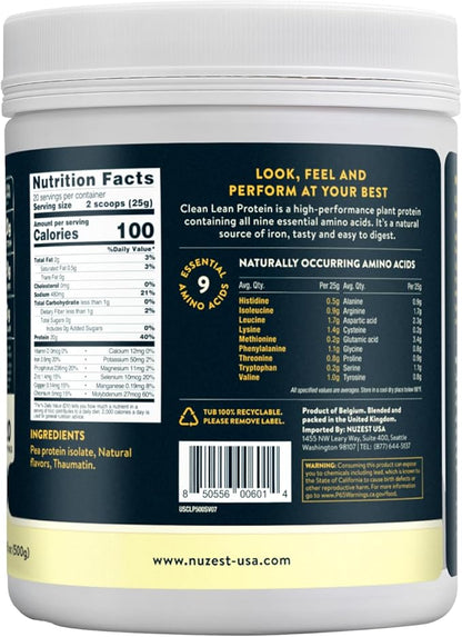 Nuzest - Pea Protein Powder - Clean Lean Protein, Premium Vegan Plant Based, Dairy Free, Gluten