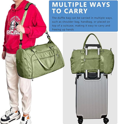 woogwin Gym Bag for Men & Women with Shoes & Wet Compartment Waterproof Duffle Bag for Travel