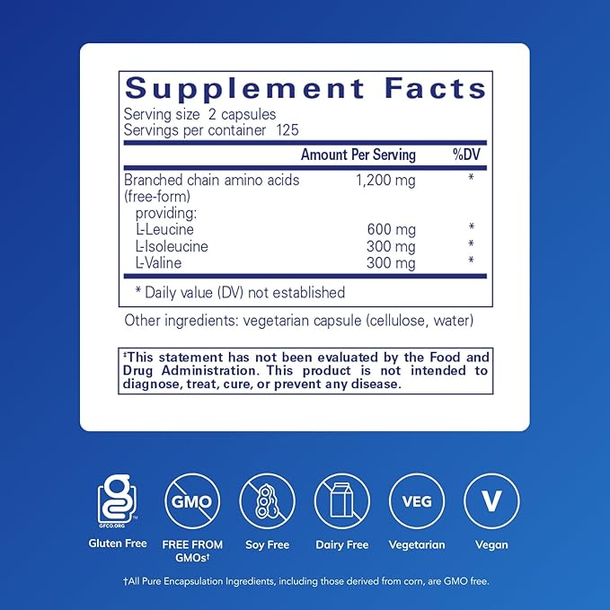 Pure Encapsulations BCAA Capsules | Hypoallergenic Supplement to Support Muscle Function During