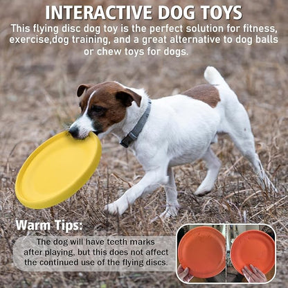 Dog Flying Disc - Durable Rubber Flying Disc Dog Toy - 9.25" Indestructible Rubber Dog Flying Discs