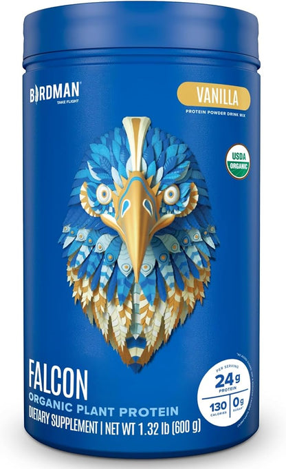 Falcon Organic Vegan Protein Powder Vanilla, 24g Protein, Sugar Free, Probiotics, Low Carb, Keto
