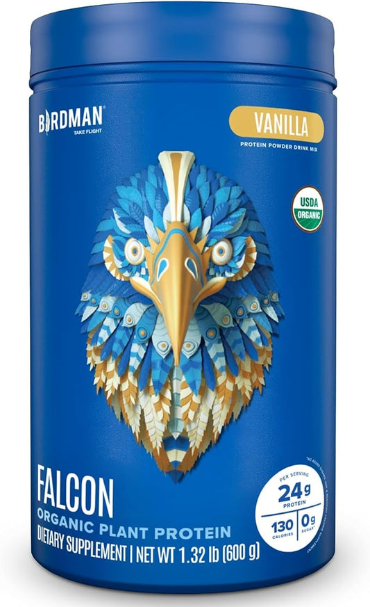 Falcon Organic Vegan Protein Powder Vanilla, 24g Protein, Sugar Free, Probiotics, Low Carb, Keto