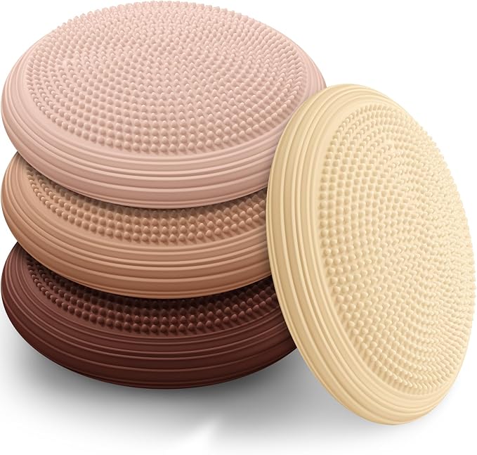 Libima 4 Pcs Wiggle Seat Inflated Wobble Cushion for Sensory Kid 13 Inches Balance Disc Flexible
