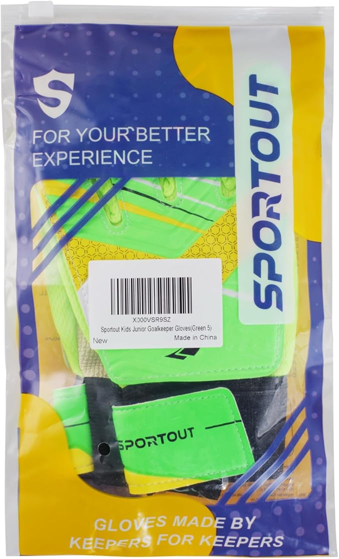 Sportout Kids Goalkeeper Gloves, Soccer Gloves with Double Wrist Protection and Non-Slip Wear