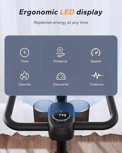 MERACH Exercise Bike, Brake Pad Stationary Bike with Exclusive App, Low Noise Indoor Cycling Bike