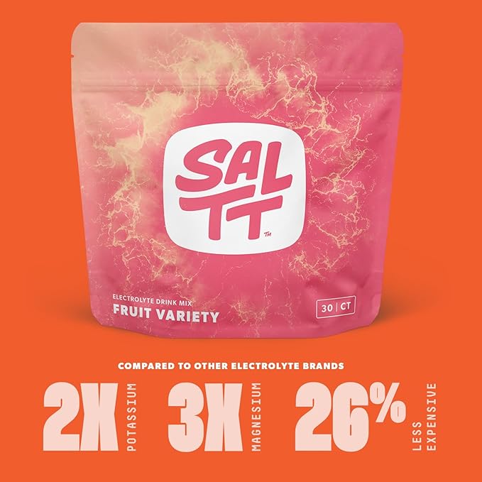SALTT Electrolytes Powder Packets, Fruit Variety Pack (30 Packets) - Magnesium, Potassium, Sodium