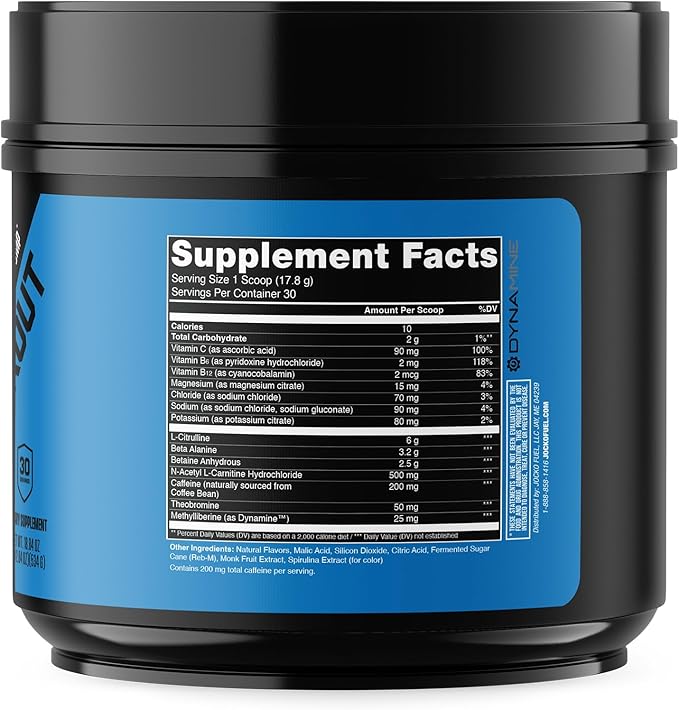 Jocko Fuel Pre Workout for Men & Women - High Stim Low Sugar Blend with Beta Alanine +