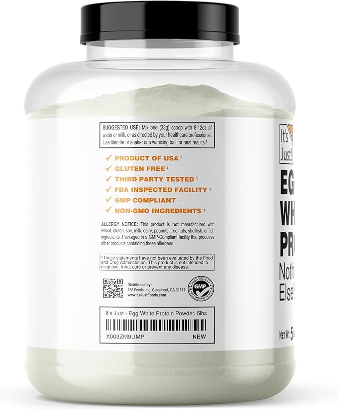 It's Just! - Egg White Protein Powder, Made in USA from Cage-Free Eggs, Dried Egg Whites