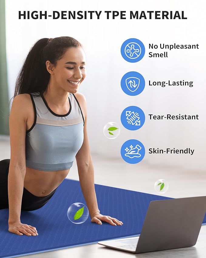 CAMBIVO Large Yoga Mat (6'x 4'), Extra Wide Workout Mat for Men and Women, Yoga Mat Thick 1/3 &1/4
