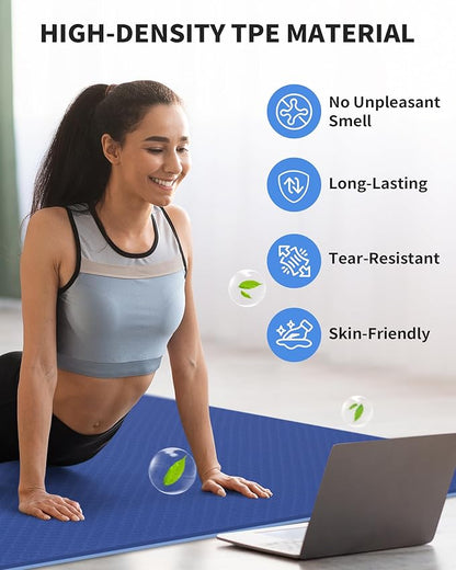 CAMBIVO Large Yoga Mat (6'x 4'), Extra Wide Workout Mat for Men and Women, Yoga Mat Thick 1/3 &1/4