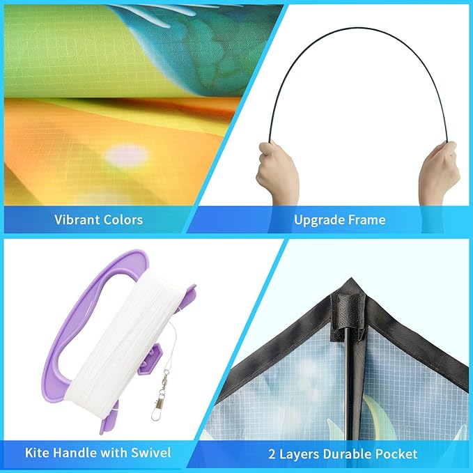 Xida Kites for Kids Ages 4-8, Large Kite for Adults, Easy to Fly Beach Kites with Handle and