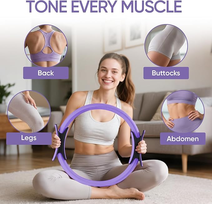 Home Pilates Kit for Women Pilates Equipment Ring and Ball Set Magic Circle Hoop with 5 Resistance