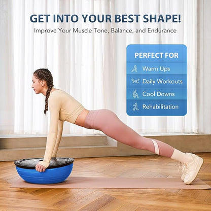 ZELUS Balance Ball Trainer with Resistance Bands and Foot Pump, Inflatable Yoga Ball for Home Gym