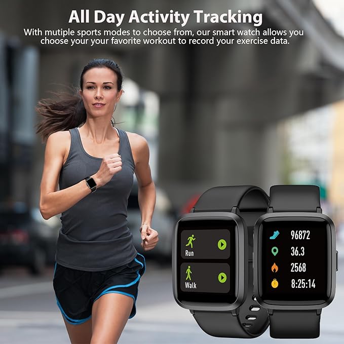 Fitness Tracker, Fitness Watch with Blood Oxygen, Blood Pressure & Heart Rate Monitor, Steps