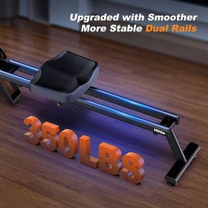 Magnetic Rowing Machine for Home Use, Foldable Rower with 32 Levels of Silent Resistance, LED Light