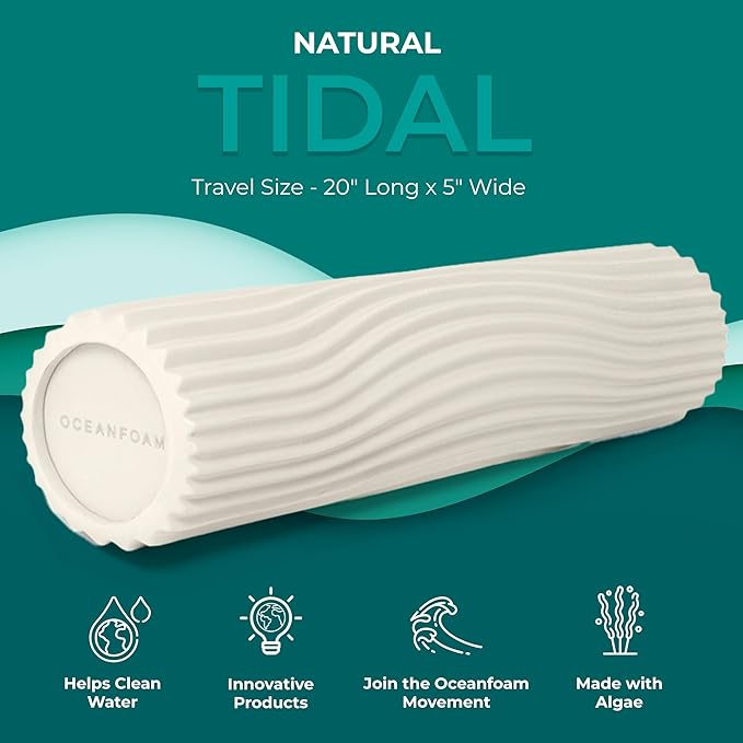 Oceanfoam Tidal Roller - Natural - Muscle Massage Foam Roller for Back Pain & Stretching - Firm and