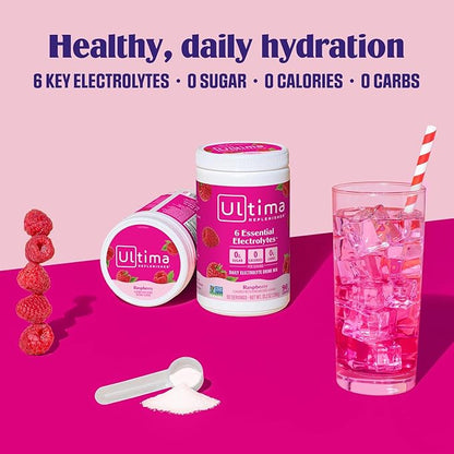 Ultima Replenisher Daily Electrolyte Powder Drink Mix ??Sugar Free ??Raspberry, 90 Servings