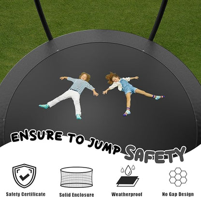 Trampoline 12FT 14FT 15FT 16FT for Kids/Adults - Outdoor Recreational with Enclosure Net Curved