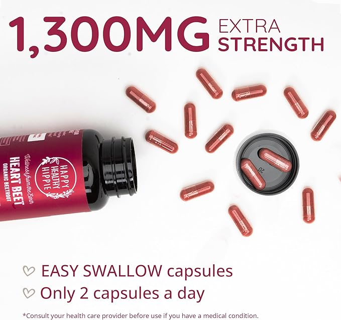 Organic Beet Root Capsules [1,300mg Superfood] ??Blood Pressure Support, Nitric Oxide Supplements