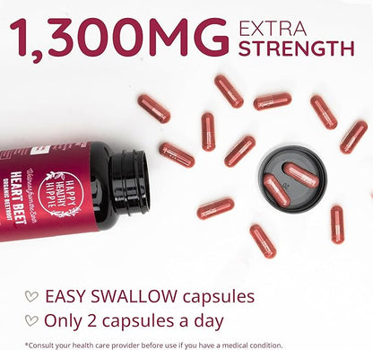 Organic Beet Root Capsules [1,300mg Superfood] ??Blood Pressure Support, Nitric Oxide Supplements