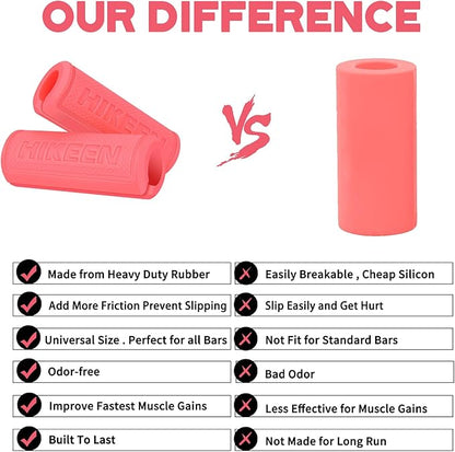 Hikeen Thick Bar Dumbbell Grips,Non Slip Hard Rubber Barbell Grips,Grips for Weight Lifting, Muscle