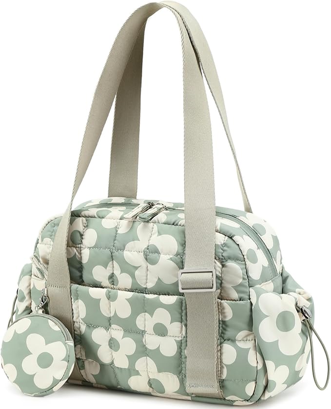 CAMTOP Mini Gym Bag for Women, Small Gym Tote Bag Puffy Quilted Sports Duffel Bag with Wet
