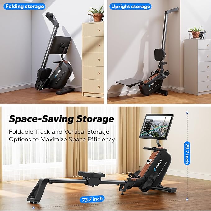 MERACH Rowing Machines for Home, Powerful Electromagnetic Row Machine with 51.2" Extended Rail