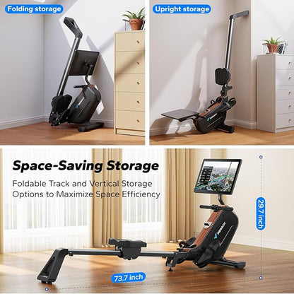 MERACH Rowing Machines for Home, Powerful Electromagnetic Row Machine with 51.2" Extended Rail