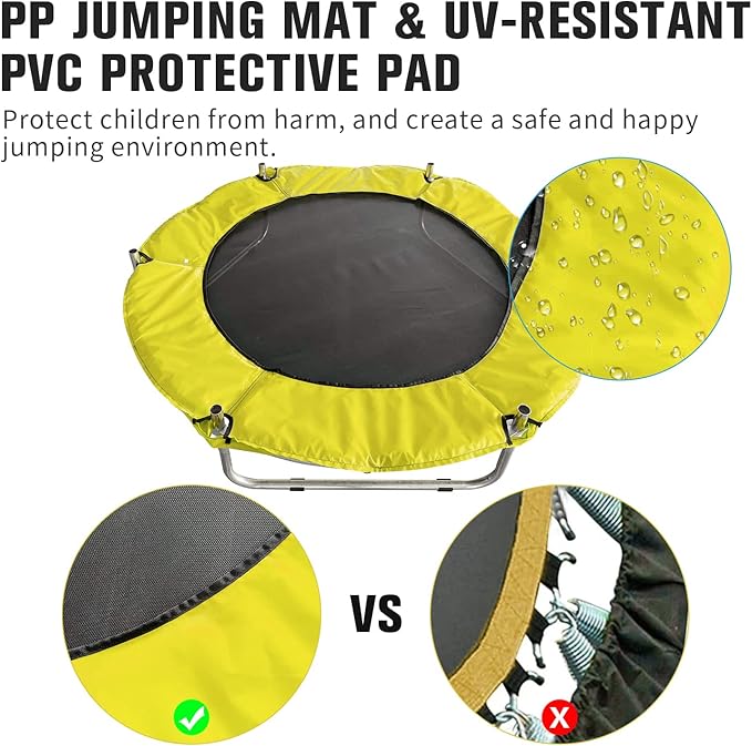 55" Trampoline for Kids, Telawah Indoor/Outdoor Mini Baby with Safety Enclosure Net, Adjustable