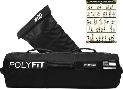 Polyfit Sandbag Pro - Workout Sandbag with Triple Closure Filler Bag and Reinforced Nylon Webbing