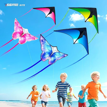 3 Piece Set Butterfly Delta Octopus Kites for Kids and Adults，Easy to Fly for Outdoor Adults