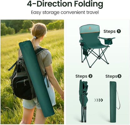 HIGH POINT SPORTS 2 Pack Portable Camping Chair for Adults, Folding Outdoor Camp Chair Lightweight