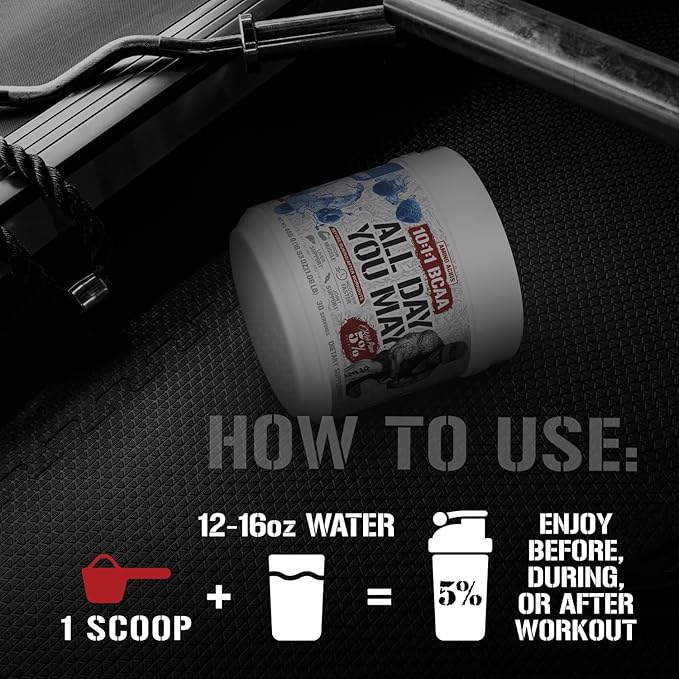 5% Nutrition Rich Piana AllDayYouMay BCAA Powder | Premium Intra & Post Workout Amino Acids