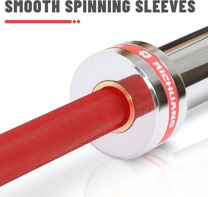7ft Olympic Barbell, Weightlifting Barbell 28mm 45lb - 500/700/1000lbs Capacity with Smooth
