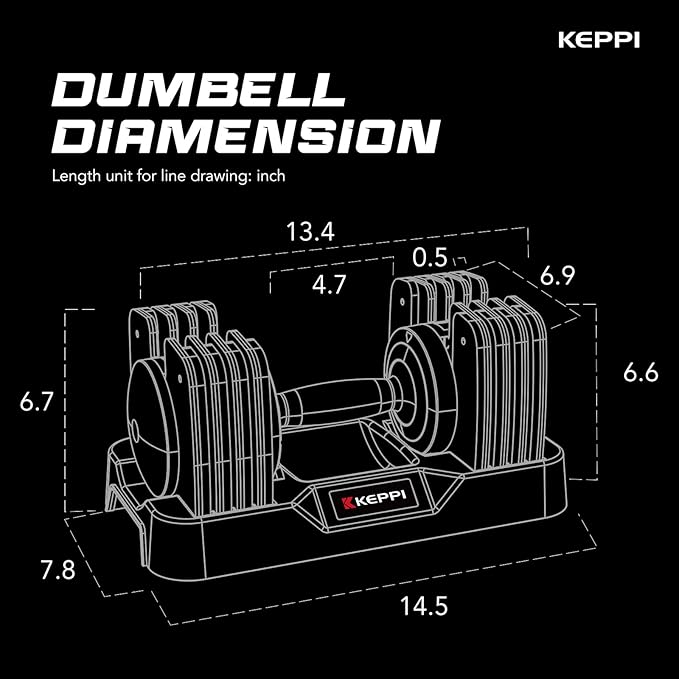 Keppi Adjustable Dumbbells Set-25lb/40lb/55lb/60lb, Anti-Slip Metal Fast Adjust Weight Handle