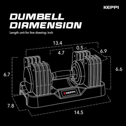 Keppi Adjustable Dumbbells Set-25lb/40lb/55lb/60lb, Anti-Slip Metal Fast Adjust Weight Handle