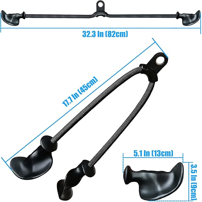 Ergonomic Tricep Rope Pulldown Attachments, Upgraded 27 32 40 & 47 Inch Extra Long Triceps Rope