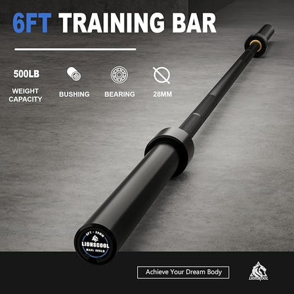 LIONSCOOL Premium 4ft/4.9ft/6ft Barbell for Strength Training and Olympic Weightlifting, 2 Inch Bar