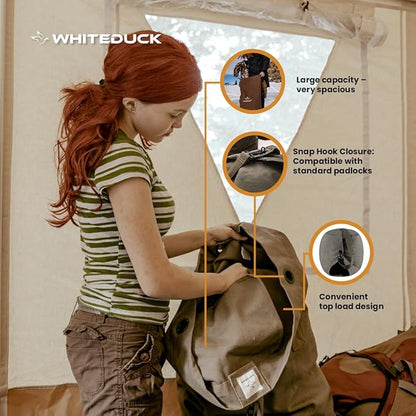WHITEDUCK Top Load Canvas Folding Duffel Bag, Water Resistant Army Style Shoulder Bag for Men and