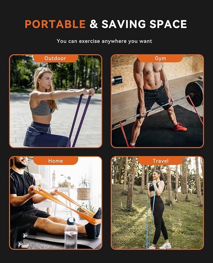 SUNPOW Pull Up Assistance Bands - Set of 5 Resistance Heavy Duty Workout Exercise Stretch Fitness