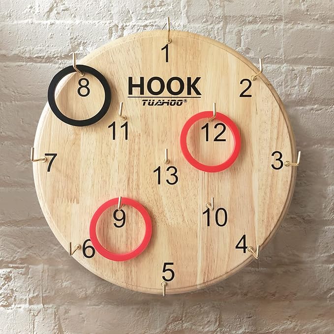 Ring Toss Games for Kids - Outdoor Yard Game for Adults & Family Backyard Toys, Wooden Board Hook