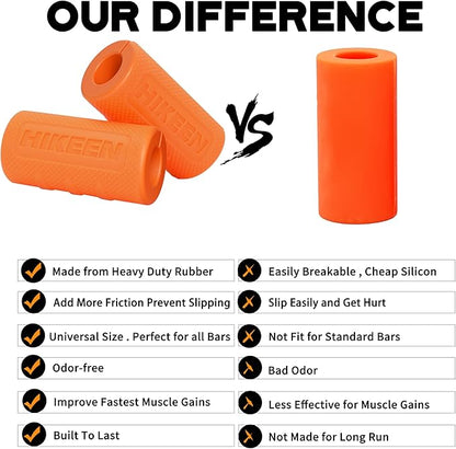 Hikeen Thick Bar Dumbbell Grips,Non Slip Hard Rubber Barbell Grips,Grips for Weight Lifting, Muscle