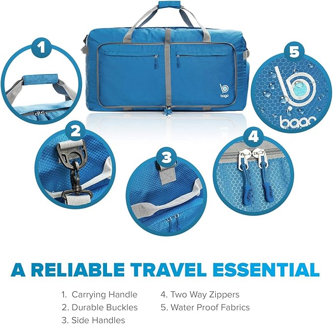 Bago Large Foldable Duffel Bags for Traveling Women & Men - 120L Packable Duffle Bag for Travel
