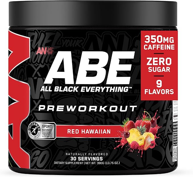 All Black Everything Pre Workout Powder | 30 Servings | Red Hawaiian | 350mg Caffeine | Nootropic