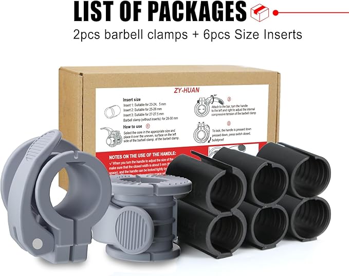 Barbell Clips 1 Inch Quick Release Weight Clamps 0.9-1.18inch Multi-Size Adjustable Olympic Clamps