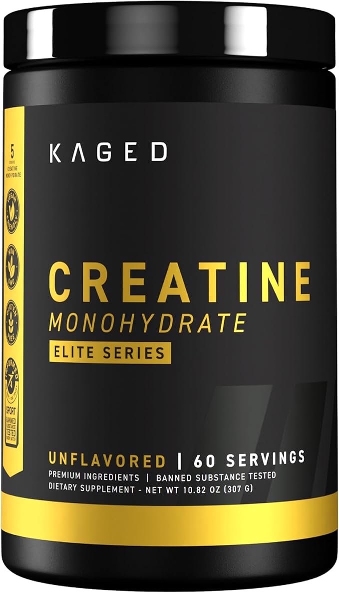 Kaged Creatine Monohydrate Elite Powder | Unflavored | Muscle Building & Recovery | MAXCatalyst for