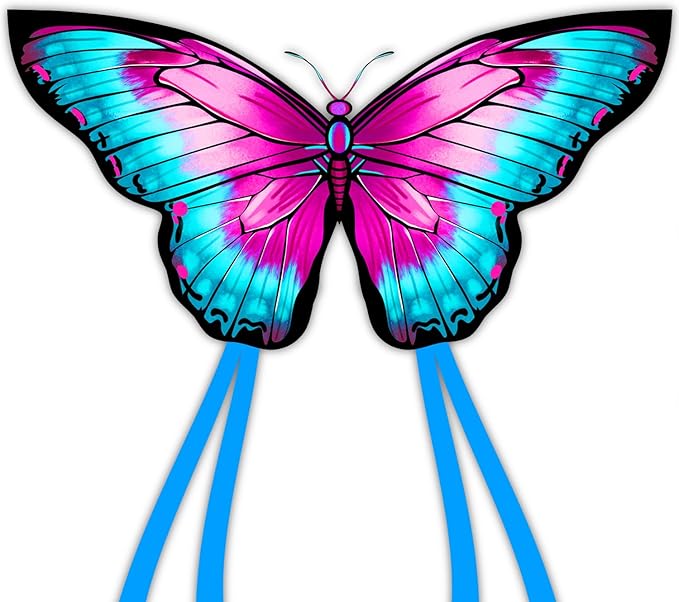 Butterfly Kites for Kids & Adults, Easy to Fly Design with Long Tail for Stability, for Kids Ages