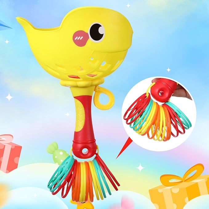 Set of 8 Flying Disc Launcher Toys Bulk Toys for Kids Include String Launchers & Discs Manual