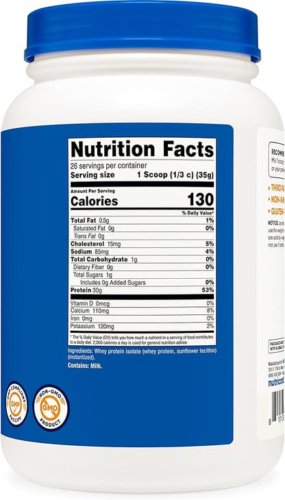 Nutricost Whey Protein Isolate (Unflavored) 2LBS