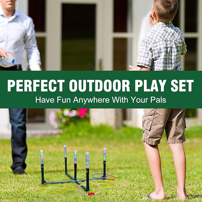 OUTTOY Outdoor Yard Games for Adult and Family, Led Ring Toss Games for Kids， Glow in The Dark